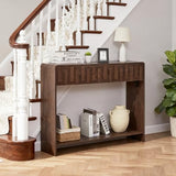 VAXZOFI Console Sofa Table with 2 Drawers, 43-Inch Mid-Century Narrow Entryway Tables with Storage Shelf, Farmhouse Hallway Accent Tables Behind Couch Table for Living Room, Walnut VAXZOFI