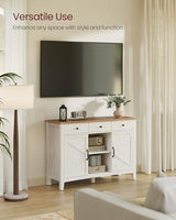 VASAGLE LIRY Collection - Buffet Cabinet, Coffee Bar Cabinet with 3 Drawers, Adjustable Shelves, Sideboard Storage with Cable Holes, Drawer Dividers, Rustic White and Honey Brown UBBK371W01V1 VASAGLE