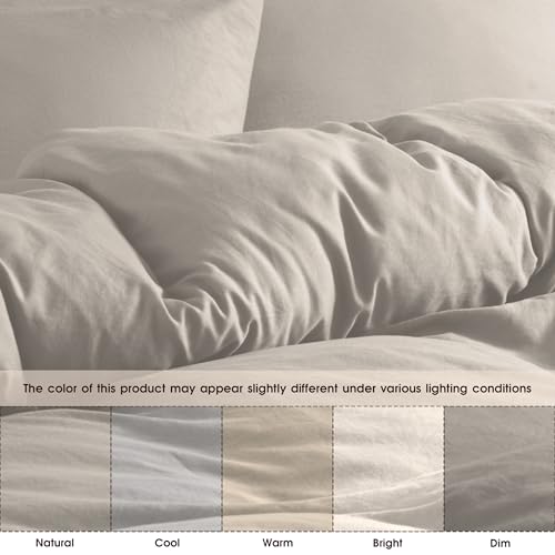 Soft Washed Duvet Cover Set Twin / Twin XL Size, Prewashed Microfiber Cotton-Like Bedding Set, Duvet Cover 68x90 with Button Closure & Pillow Sham for All Seasons,Comforter Not Included (Linen) Ranunculus