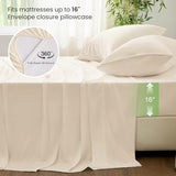 Love's cabin 4 Piece Queen Sheet Set, Cooling Sheets, 100% Rayon Derived from Bamboo, Breathable & Soft Queen Size Bed Set, Deep Pocket Up to 16", Hotel Luxury Silky Bedding Sheets, Beige Love's cabin