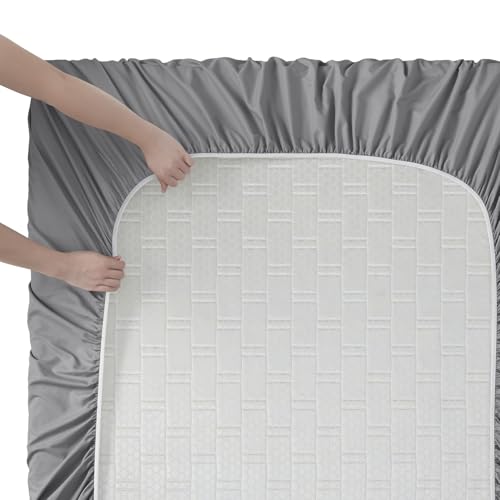 Clara Clark Bed Sheets, Premier 1800 Series Bed Sheet Set, Deep Pocket, Wrinkle, Fade, Stain Resistant, Luxury Soft Bedding Sheets & Pillowcases, Queen, Frost Grey Clara Clark