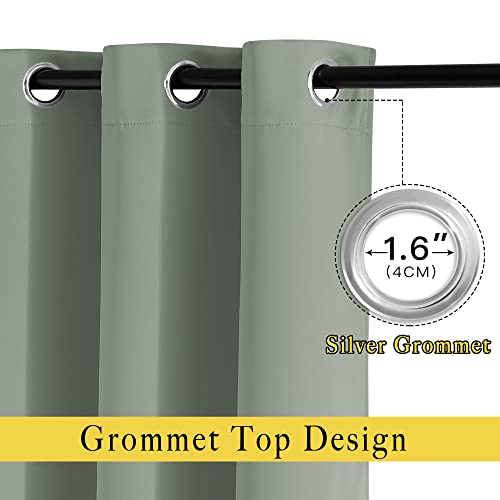 NICETOWN Sage Green Blackout Curtains & Drapes for Bedroom - Room Darkening Energy Saving Thermal Insulated Grommet Voice Reducing Room Dividers Window Treatments for Patio (2 Panels, W66 x L72) NICETOWN