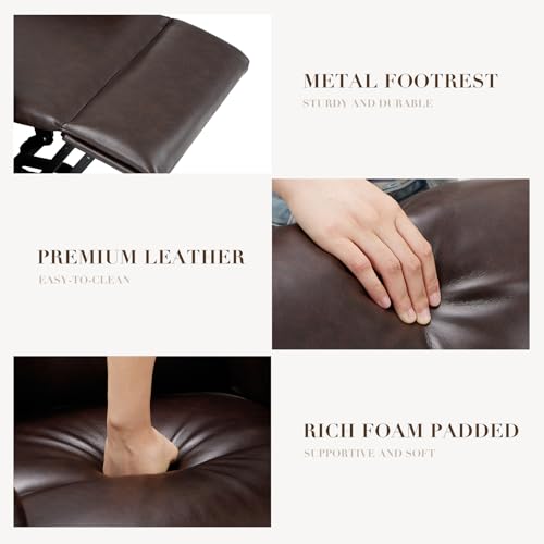 Power Lift Recliner Chair for Elderly-Electric Leather Lift Chair Remote Control, Ergonomic Recliner Chair with Side Pocket, Spacious Seat-Chocolate COLAMY