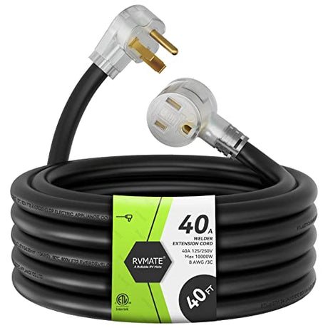 RVMATE 250V 40 Feet Welder Extension Cord, 8 AWG NEMA 6-50 STW Heavy Duty Welding Cord with LED Indicator RVMATE