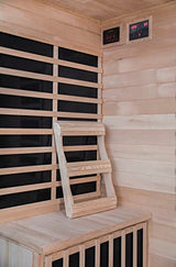 Heat Wave 4 Person Sauna Hemlock Wood Sonoma 9 Carbon Infrared Heaters MP3 Player Chromo Therapy Lighting 120V 2100W Heat Wave