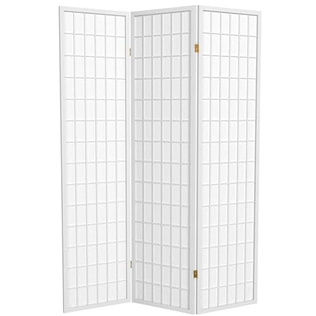 Red Lantern 6 ft. Tall Window Pane Shoji Screen - White - 3 Panels Red Lantern
