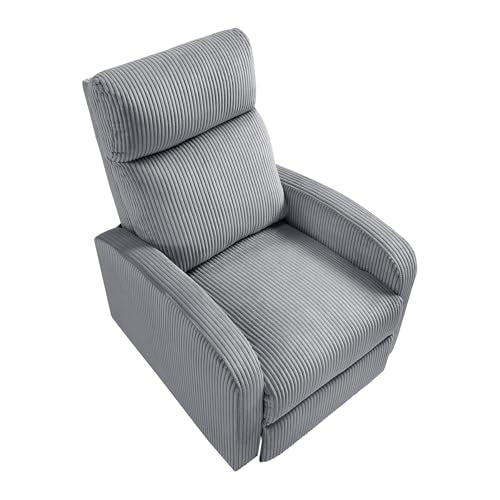 Lexicon Pushback Recliner Chair Armchair Push Back Recliner, Corduroy Chair with Solid Wood Frame and Metal Seat Base, Single Sofa Accent Chair for Living Room/Office/Apartment, Dark Grey Lexicon