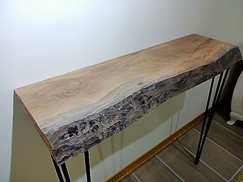 skilled hands Live Edge Console Table Rustic Entryway Table Natural Walnut Tree Solid Wood Sofa Table I (24 Inches) - WoodArtSupply