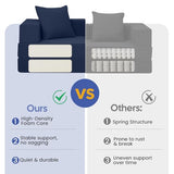 COMAX Futon Sofa Bed, 4‑in‑1 Convertible Sofa Bed, Folding Boneless Couches for Living Room, Fold Out Small Foldable Loveseat Floor Sleeper Comfy Mattress Lounge Space‑Saving, Navy Blue COMAX