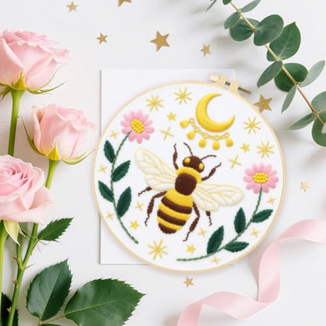 ACRNIGHEET 5PCS Embroidery Kit for Beginners Adults, Butterfly Embroidery Kit, Flowers Embroidery Starter Kit with Instructions, Including 5 Stamped Embroidery Cloth Hoops Threads, Crafts Gift Idea ACRNIGHEET