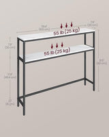VASAGLE Console Table, 2-Tier Narrow Sofa Table with 2 Shelves, 7.9 x 39.4 x 31.5 Inches, for Living Room, Hallway, Entryway, Marble White and Ink Black ULNT131W59V1 VASAGLE