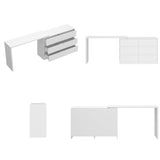 ROMSHINE 6 Drawer Dresser with Rotatable Tabletop, Modern Chest of Drawers with Extendable Desk (No More Than 98" W), Drawer Organizer for Bedroom Home Office, White Dresser ROMSHINE