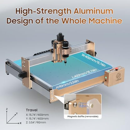 CNC Router Machine，LUNYEE 4040 Pro Upgraded 3-Axis Engraving All-Metal CNC Machine for Wood Acrylic MDF Nylon Carving Cutting, Working Area 400 x 400 x 90mm - WoodArtSupply