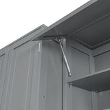 Merax Queen Murphy Bed with Tall 90.6" Closet Wardrobe & Shelves & Drawers, All-in-One Multi-Storage Side Flip Wood MDF Murphy Cabinet Bed Desk, Open/Close Hydraulically (Gray) Merax