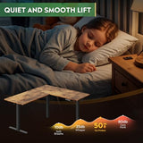 DEVAISE L Shaped Standing Desk Adjustable Height, Dual Motor Electric Corner Standing Desk, 63x55 inch Sit Stand up Home Office Desk with Splice Board, Rustic Brown DEVAISE