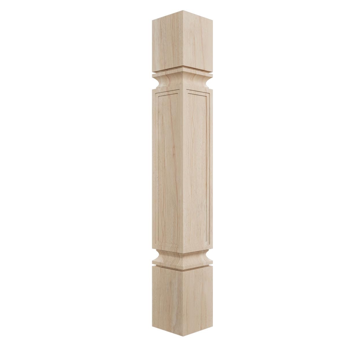 Ekena Millwork COL05X05X35KERW Kent Raised Panel Cabinet Column (Top Block: 6", Bottom Block: 7"), 5"W x 5"D x 35 1/2"H, Rubberwood Ekena Millwork