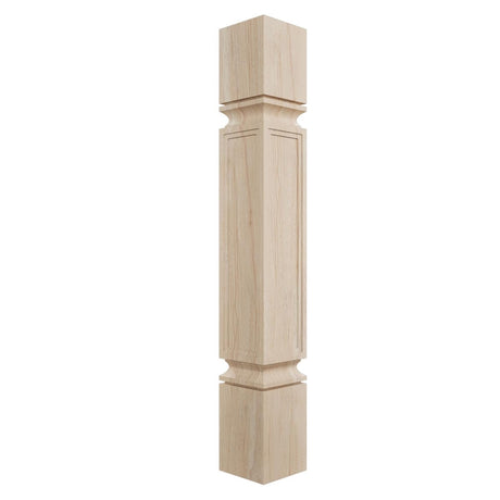 Ekena Millwork COL05X05X35KERW Kent Raised Panel Cabinet Column (Top Block: 6", Bottom Block: 7"), 5"W x 5"D x 35 1/2"H, Rubberwood Ekena Millwork