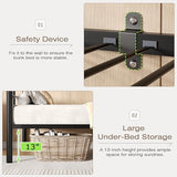 VECELO Bunk Bed Twin Over Twin, Metal Bunkbeds with Ladder and Full-Length Guardrail, No Box Spring Needed, Space Saving, Noise Free, Black VECELO