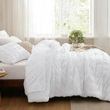 Bedsure Bed in a Bag Twin - 5 Pieces Plaid Seersucker Bedding Comforter Sets, Soft Lightweight White Boho Bed Set with Comforters Twin Size, Sheets, Pillowcase & Sham Bedsure