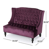 Christopher Knight Home GDFStudio Leona Modern Glam Tufted Velvet Wingback Loveseat, Raisin and Dark Brown GDFStudio