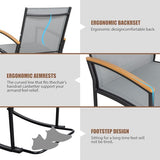 Shintenchi 3 Piece Outdoor Rocking Bistro Set, Textilene Fabric Small Patio Furniture Set, Front Porch Rocker Chairs Conversation Set with Table for Lawn, Garden, Balcony, Poolside (Light Gray) Shintenchi