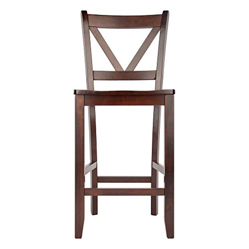 Winsome Wood Victor 2-Piece V-Back Counter Stools, 24-Inch, Brown Winsome