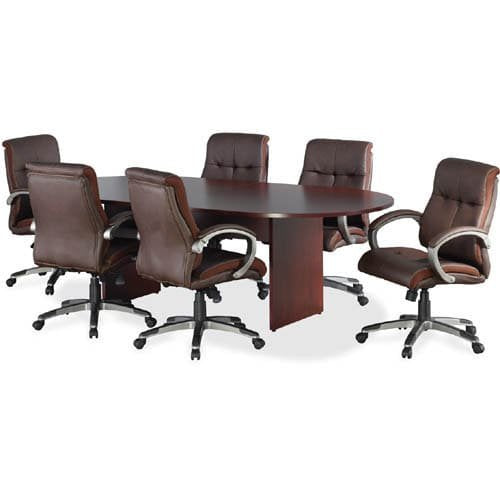 Lorell Oval Conference Table, Top and Base, 72" x 36" x 29-1/2", Mahogany - WoodArtSupply