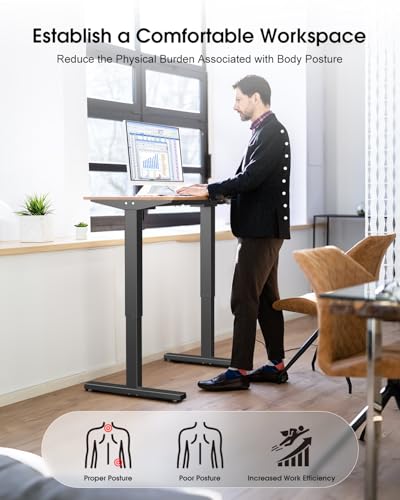 Zontera Standing Desk Frame with Powerful Dual Motor, 265 lbs Weight Capacity, Electric Adjustable Desk Legs for Max 75″x 35.4″ Desktop, 3 Memory Height Settings, Black Frame Only Zontera