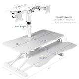 VIVO Height Adjustable 32 inch Standing Desk Converter with Dual 13 to 30 inch Monitor Stand, Sit Stand Monitor Mount and Desk Riser, White, DESK-V000K-M2W VIVO