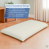 Cottington Lane Traditional Japanese Shikibuton Futon Cover, King Size Premium Cotton Zippered Floor Mattress Slipcover, Soft Durable, Ideal for Dorm Rooms, Guest Rooms, Ivory Cottington Lane