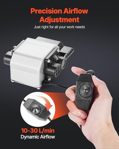 VEVOR Air Assist, Adjustable 30 L/min Airflow, Air Assist Pump Kit for Laser Cutter and Engraver, Clear Smoke and Dust, Reduce Surface Temperature, Shield Laser Lens, for Laser Engraving Wood Meta VEVOR