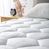 Queen Mattress Pad, 8-21" Deep Pocket Protector Ultra Soft Quilted Fitted Topper Cover Fit for Dorm Home Hotel -White Favorland