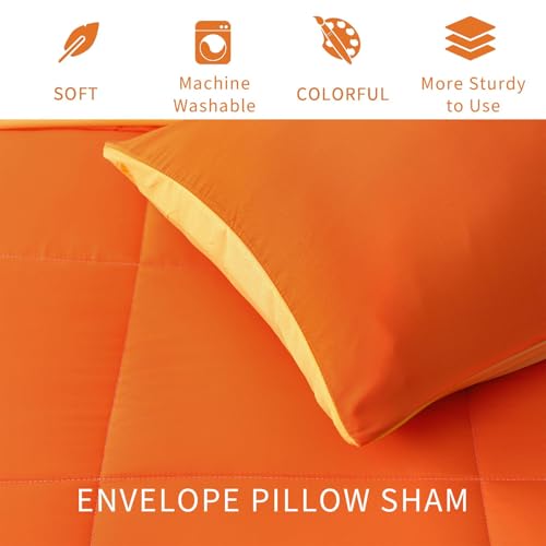 Exclusivo Mezcla Lightweight Reversible King Size Comforter Set, Down Alternative Comforter with 2 Pillow Sham, King Size Bedding Set for All Seasons, Orange/Yellow Exclusivo Mezcla