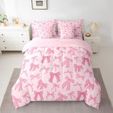 Erosebridal Pink Bowknot Kids Bedding Sets Queen Size, Dreamy Princess Style Comforter Set Cartoon Bow Tie Kawaii Sheet Set with Comforter for Girls Boys Children Women, Cartoon Bow Knot Bed in A Bag Erosebridal