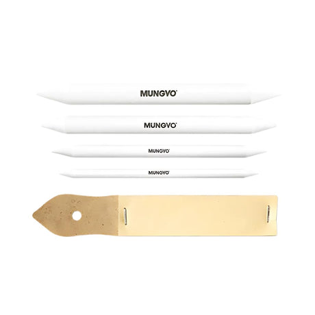 MUNGYO Blending Stumps and Sandpaper Set – 4 Sizes for Blending & Shading Pastels, Charcoal, and More – Includes Sandpaper Sharpener MUNGYO