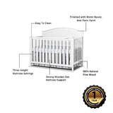 SORELLE FURNITURE Fairview Crib, Classic 4-in-1 Convertible Crib, Made of Wood, Non-Toxic Finish, Wooden Baby Bed, Toddler Bed, Child’s Daybed and Full-Size Bed, Nursery Furniture -White SORELLE FURNITURE