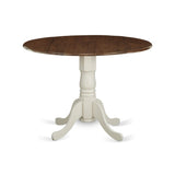 East West Furniture DMT-WLW-TP Dublin Modern Kitchen Table - a Round Dining Table Top with Dropleaf & Pedestal Base, 42x42 Inch, Walnut & Linen White East West Furniture