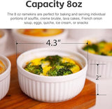 Nuwave Ceramic Ramekins 8 oz, Set of 6, Elegant Classic Style for Baking Souffles, Creme Brulées, Custards, Puddings, 4.3” Wide & 2” Tall, Microwave, Oven & Dishwasher-Safe, Ivory White (6) Nuwave