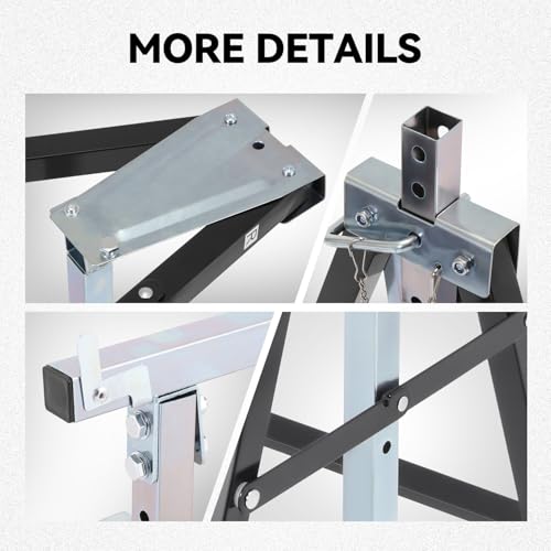 Auto Dynasty 2 Pack Saw Stand Sawhorse with Adjustable 7-Level Quick-Build Foldable Heavy Duty Miter Saw Horse Stand Max Capacity 440lbs, Black/Chrome Auto Dynasty