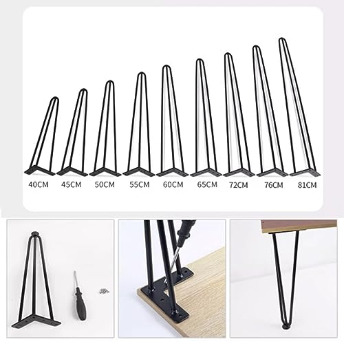 Generic Hairpin Legsniture Legs Set of 4,Metal Table Legs Modern Black Coffee Dining Table Legs 3 Rod for Cabinet Bench Chair Coffee Table Desk/72Cm(28.3In) WoodArtSupply