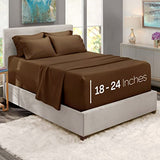 Hearth & Harbor Extra Deep Pocket King Size Sets - Fits Mattress 18-24 Inches Deep - Extra Deep Pocket Sheets - 6 Piece King Size - Brown Hearth & Harbor