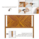 Bme Vivian Rustic Scandinavian Queen Headboard in Solid Acacia Wood, Golden Brown Finish Bme