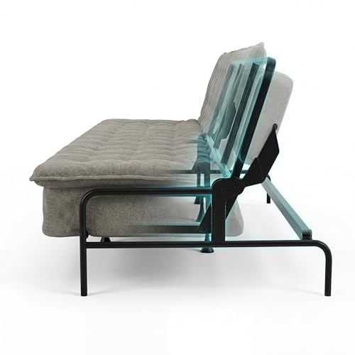 LeTinn 3-in-1 Convertible Sofa Bed, 78.7” Full Size Sleeper Futon with Linen Fabric & Metal Frame - Adjustable Backrest for Living Room, Small Space, Studio Apartment & Guest Room (Grey) Generic