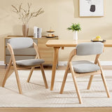 YUUIJOAA 2-Pack Folding Chairs with Cushion Linen Padded Foldable Chairs Raw Wood Folding Dining Chairs for Dining Rooms Kitchen Parties Offices Indoor Outdoor Light Grey YUUIJOAA