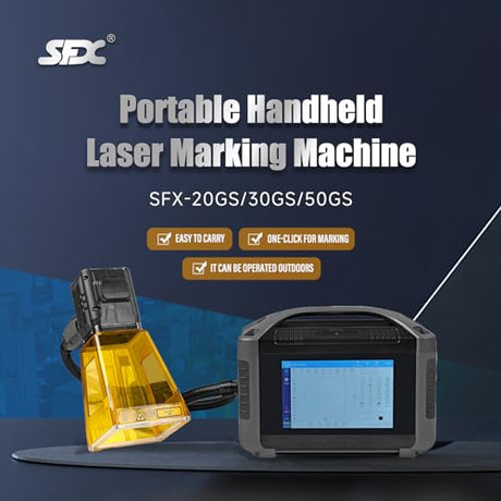 WTTTOOLS Handheld Fiber Laser Engraver 50W(0.39mW) Laser Marking Machine Portable MAX Laser Engraving Machine with 100 * 100mm Lens Battery/AC Dual Power Class 1 for Metal Non-Metal Material WTTTOOLS