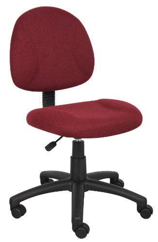 BOSS Office Products Perfect Posture Delux Fabric Task Chair Without Arms in Burgundy (B315-BY) BOSS