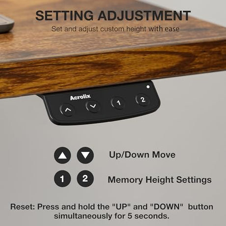 Acrolix Electric Standing Desk with Cable Management, 48 X 24 Inches Sit Stand up Desk,2 Memory Preset for Home Office&Gaming&Living Table with Splice Board (Rustic Brown Desktop) Acrolix