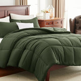 CozyLux Full Size Comforter Sets - Olive Green Comforter Full Size, 3 Pieces Box Stitched Bed Set for All Seasons, Soft Lightweight Bedding Sets with 1 Down Alternative Comforter and 2 Pillow Shams CozyLux