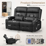 Aotolo Power Reclining Loveseat with Massage & Heat,Wall Hugger Loveseat Recliner with LED Lights,USB & Type-C Ports, Ideal for RV, Home Theater and Living Room,Black,2 Seats