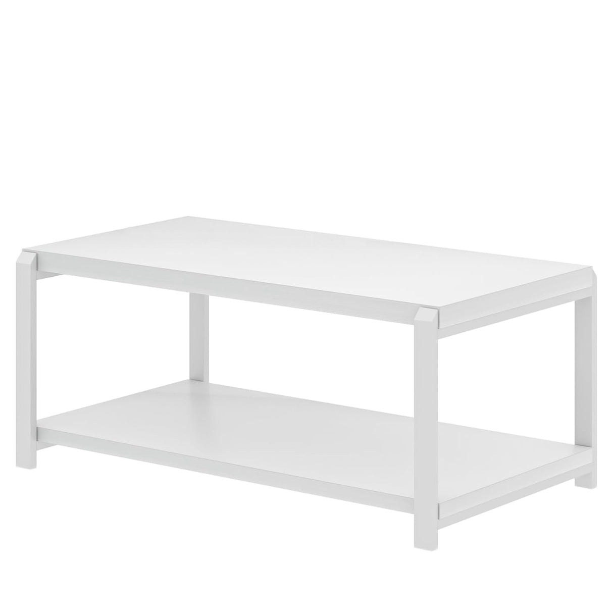 EXCEFUR White Coffee Table with Storage, Modern Center Table for Living Room, Rustic Wood and Metal Cocktail Tables, White Oak EXCEFUR